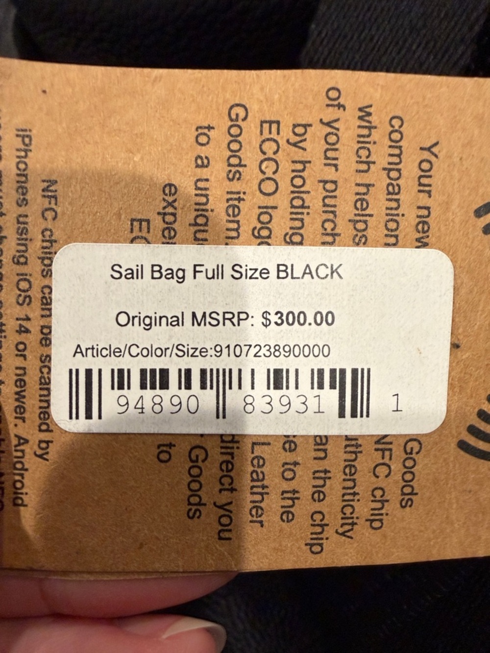 Ecco Sail Bag Full Size Black Leather Bag - Women's Shoulder Bag - Picture 10 of 10